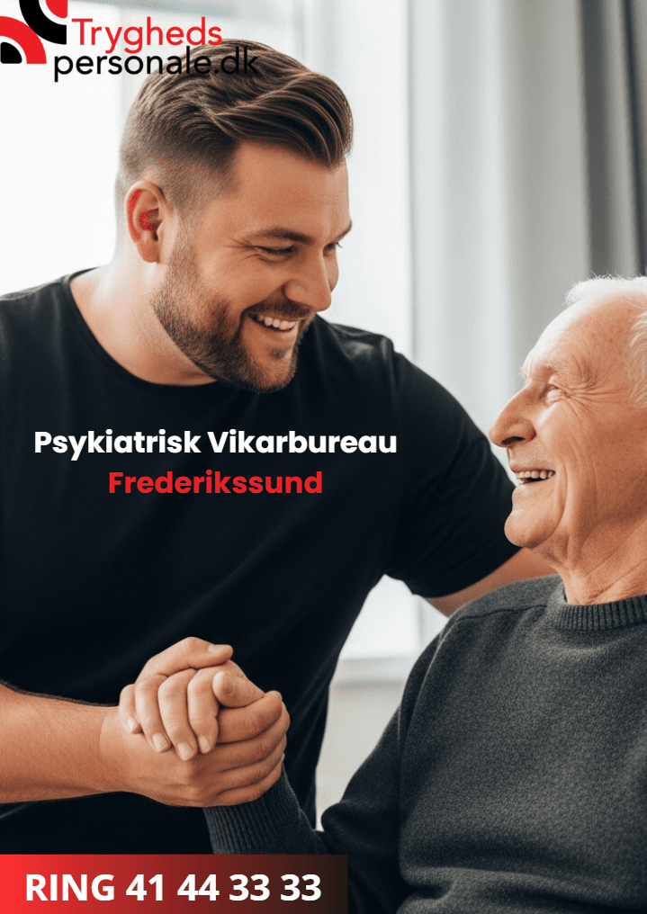 Professionel psykiatrisk vikar i varm samtale med ældre borger - nærværende og forstående pleje